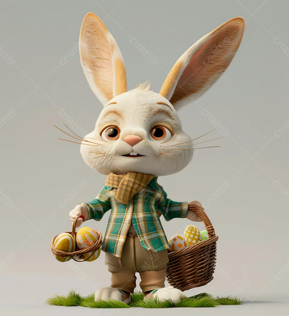 Imagem De Um Coelhinho Com Uma Cesta 12