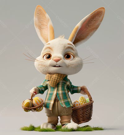 Imagem De Um Coelhinho Com Uma Cesta 12