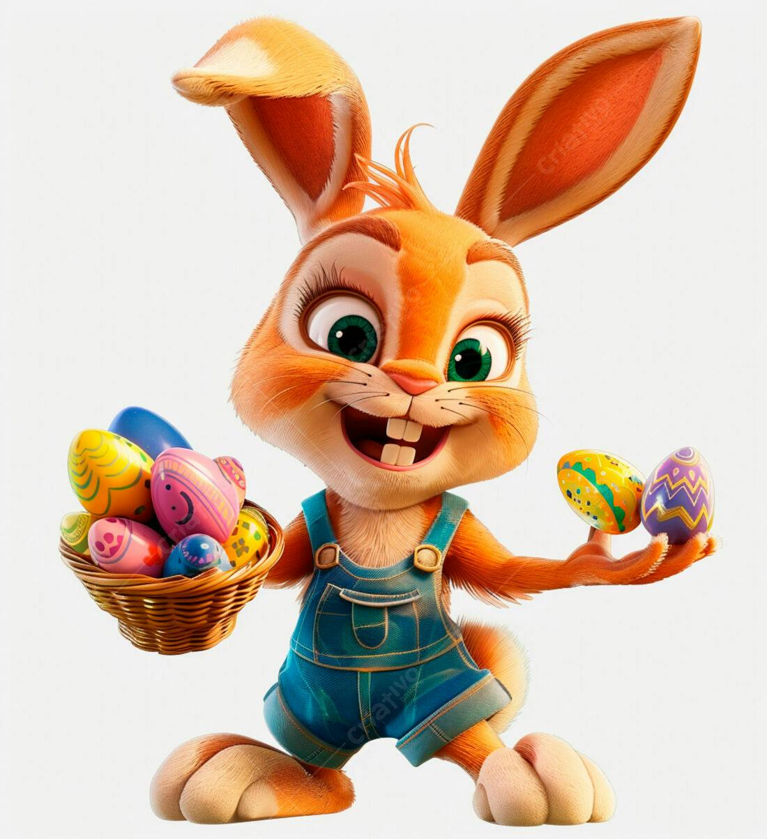 Coelhinho da Páscoa com ovos coloridos