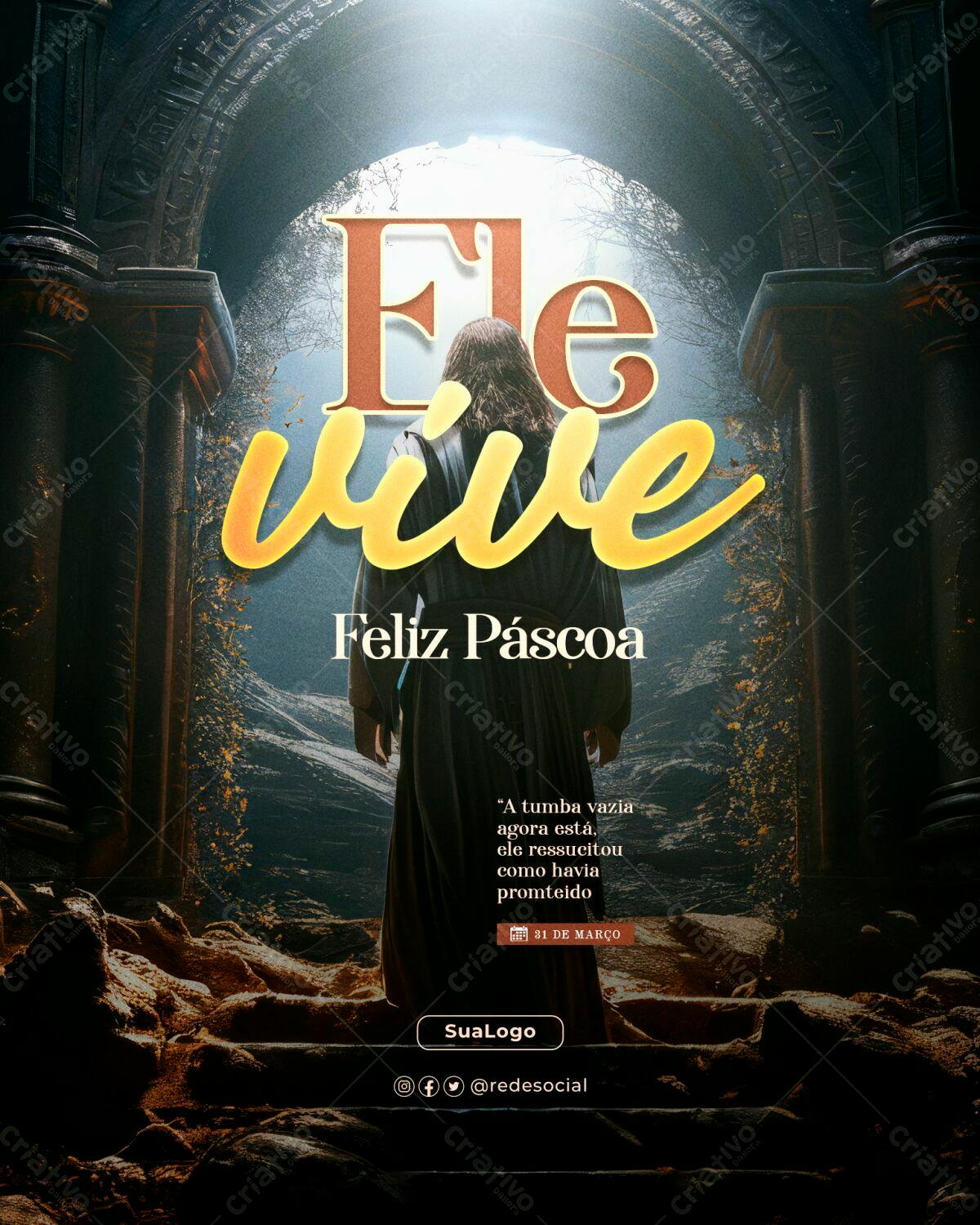 Flyer Feliz Páscoa PSD Editável