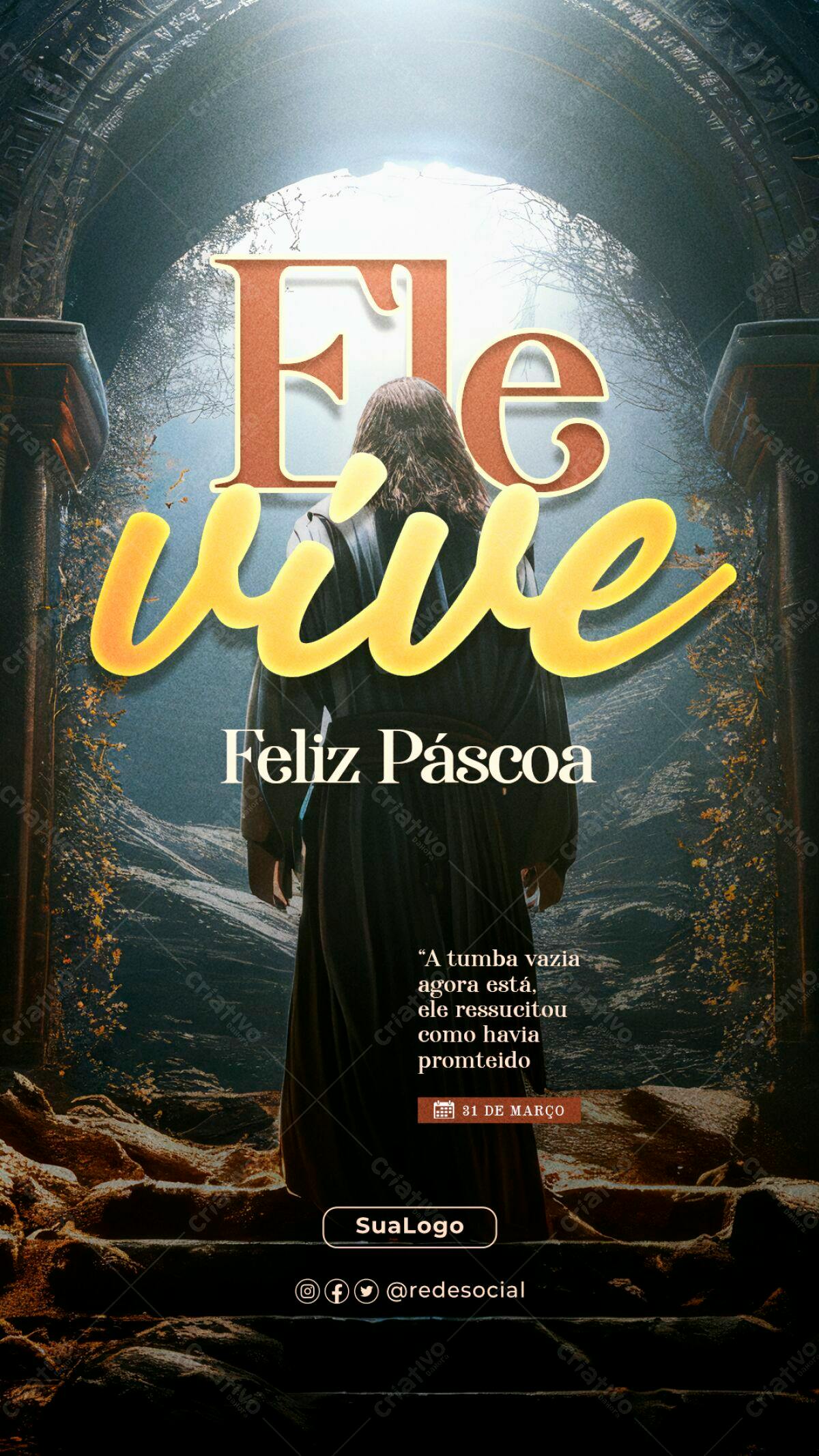 Flyer Páscoa Religioso PSD Editável
