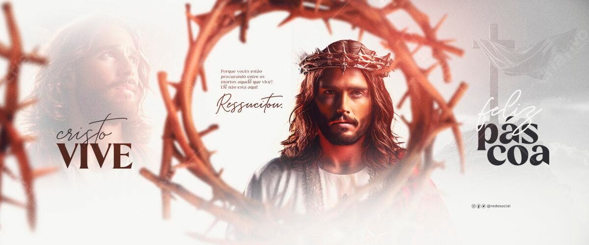 Banner Páscoa Jesus Ressuscitou PSD Editável