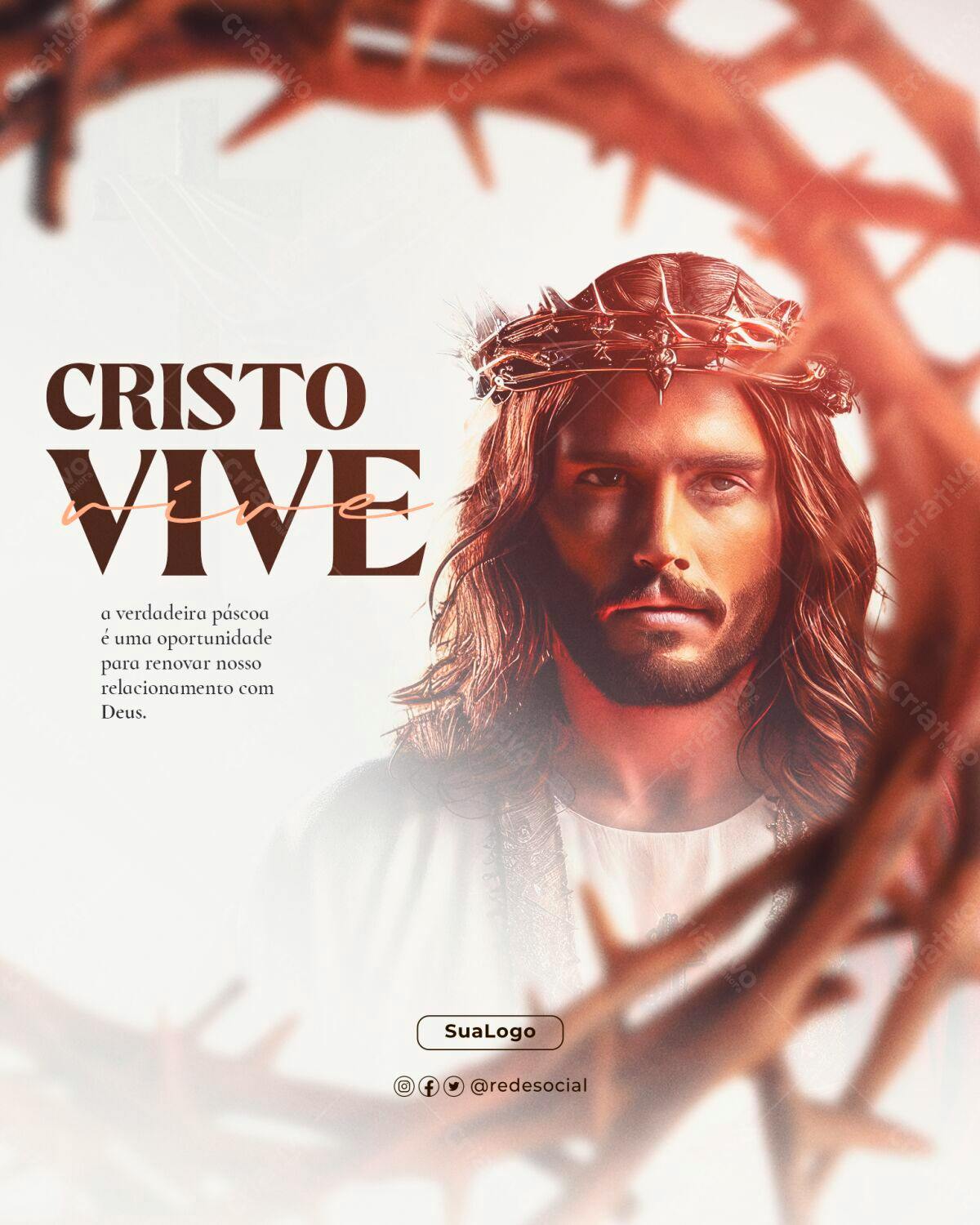 Post para Páscoa Cristo Vive PSD Editável