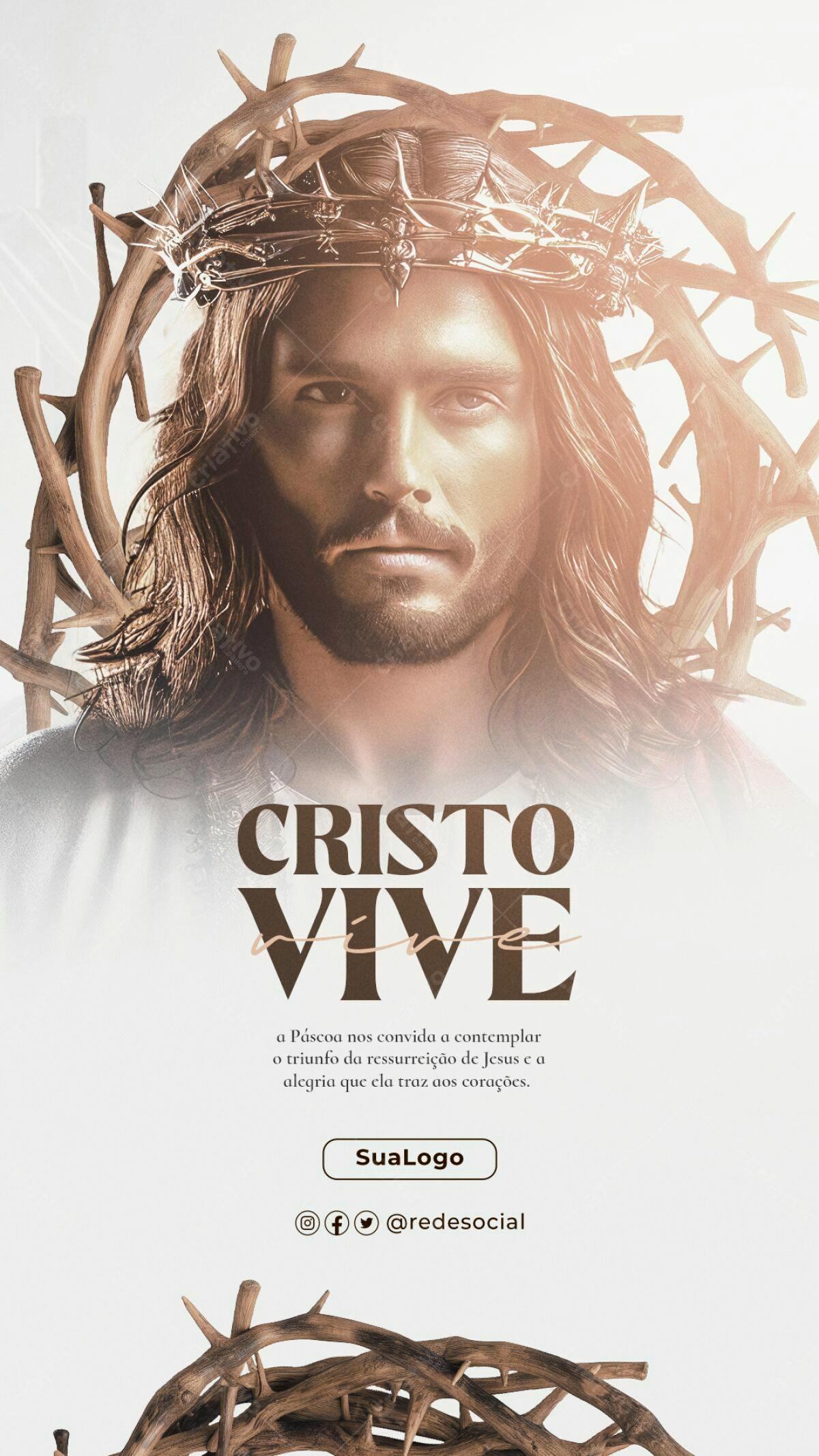 Flyer Páscoa Cristo Vive PSD Editável