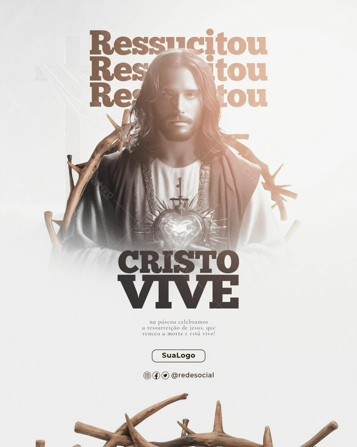 Flyer Páscoa Cristão PSD Editável
