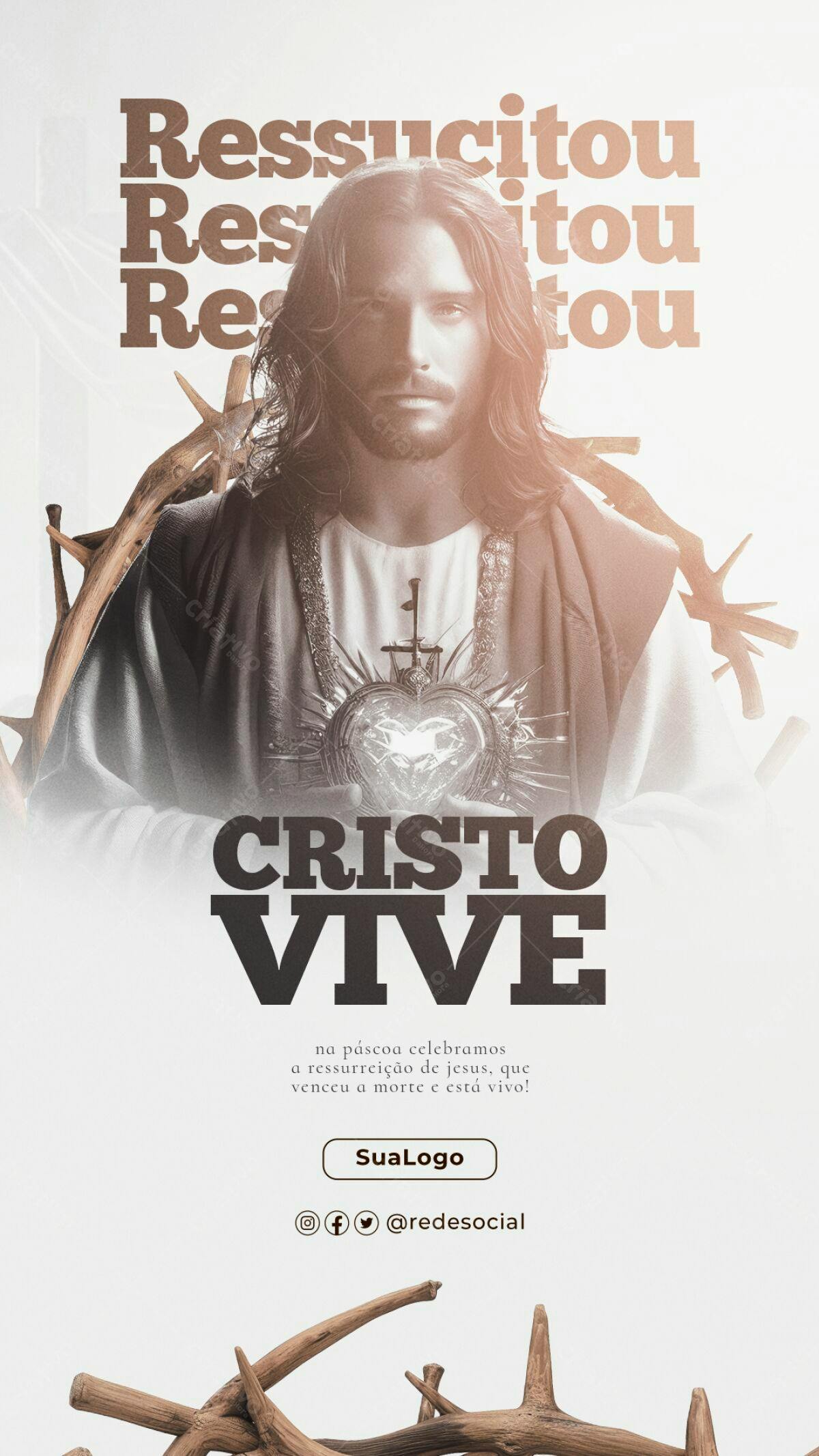 Flyer Páscoa Cristão PSD Editável