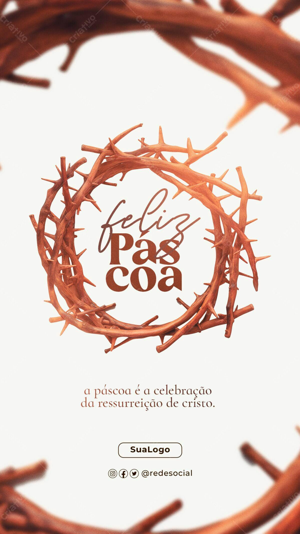Flyer Páscoa com Coroa de Espinhos PSD Editável