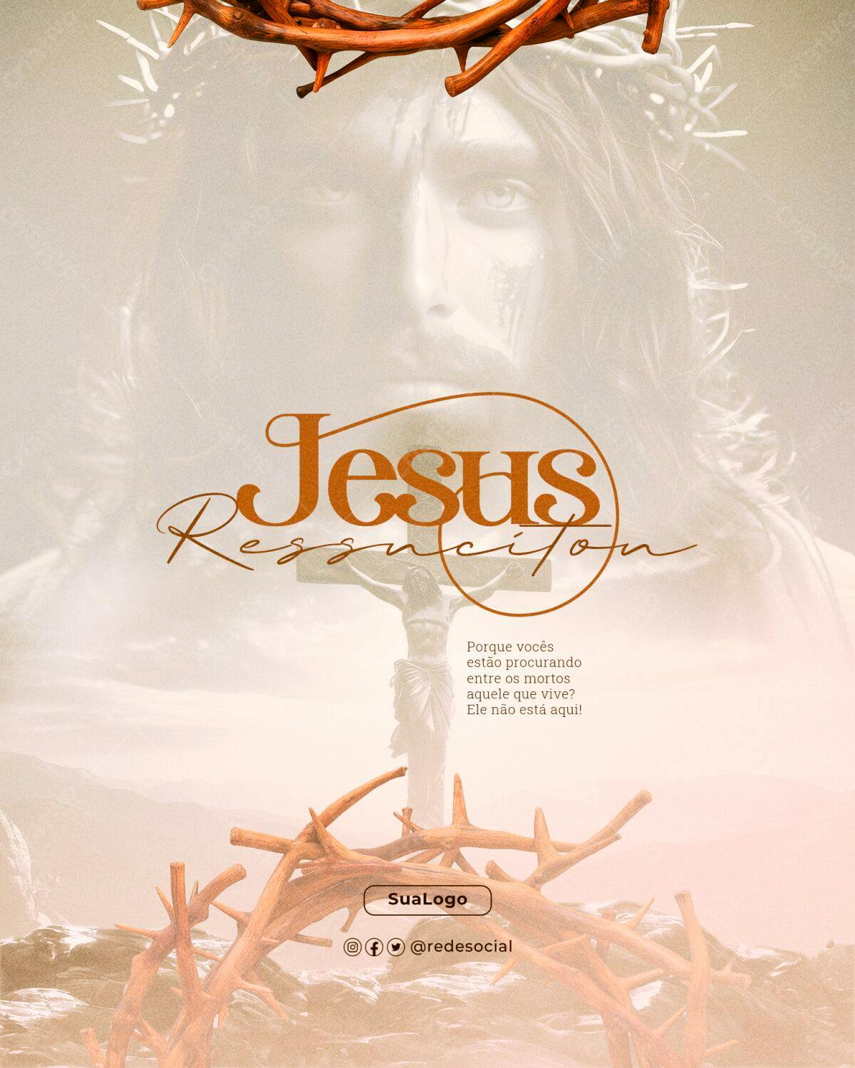 Flyer Páscoa Jesus Ressurreição PSD Editável