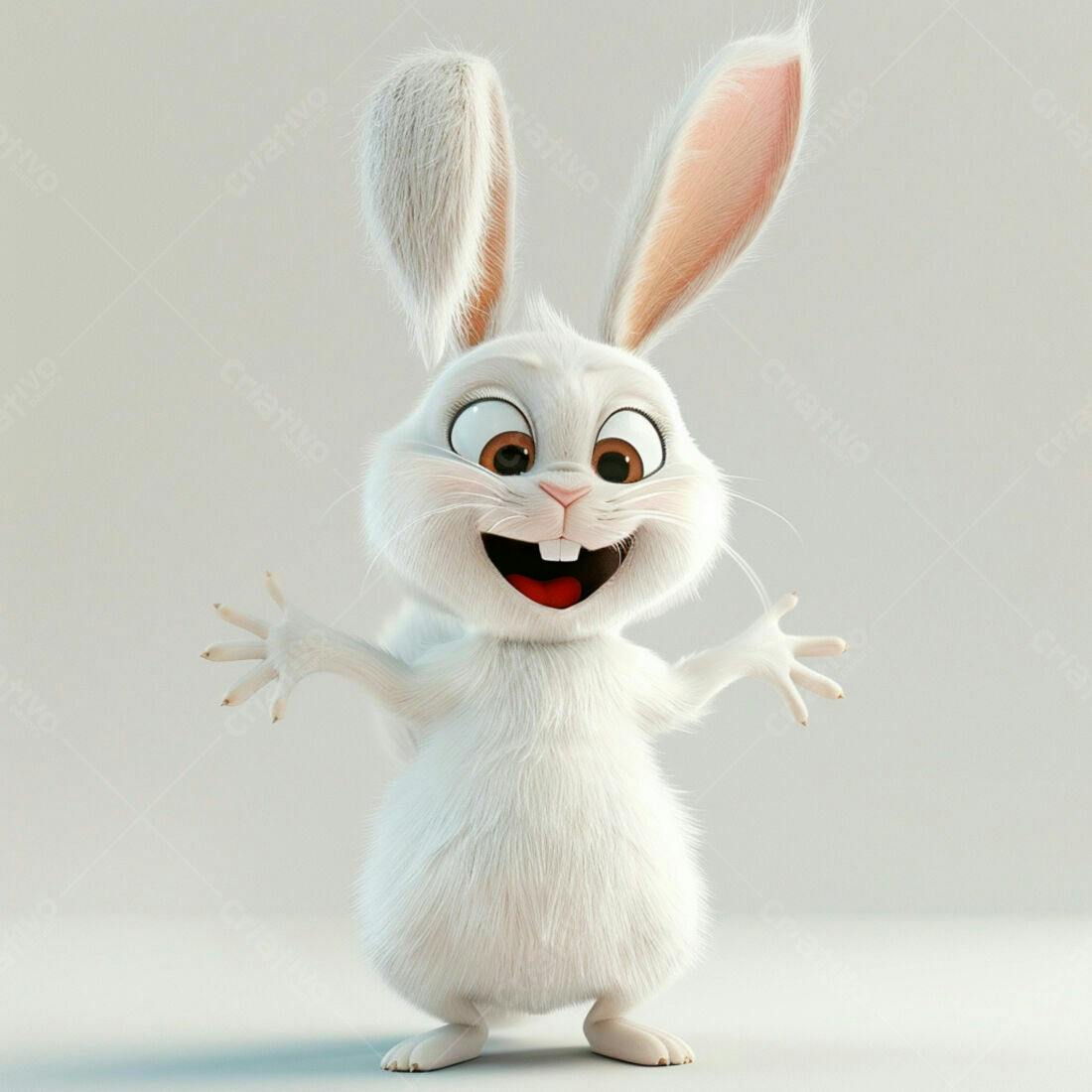 Coelho branco animado alegre