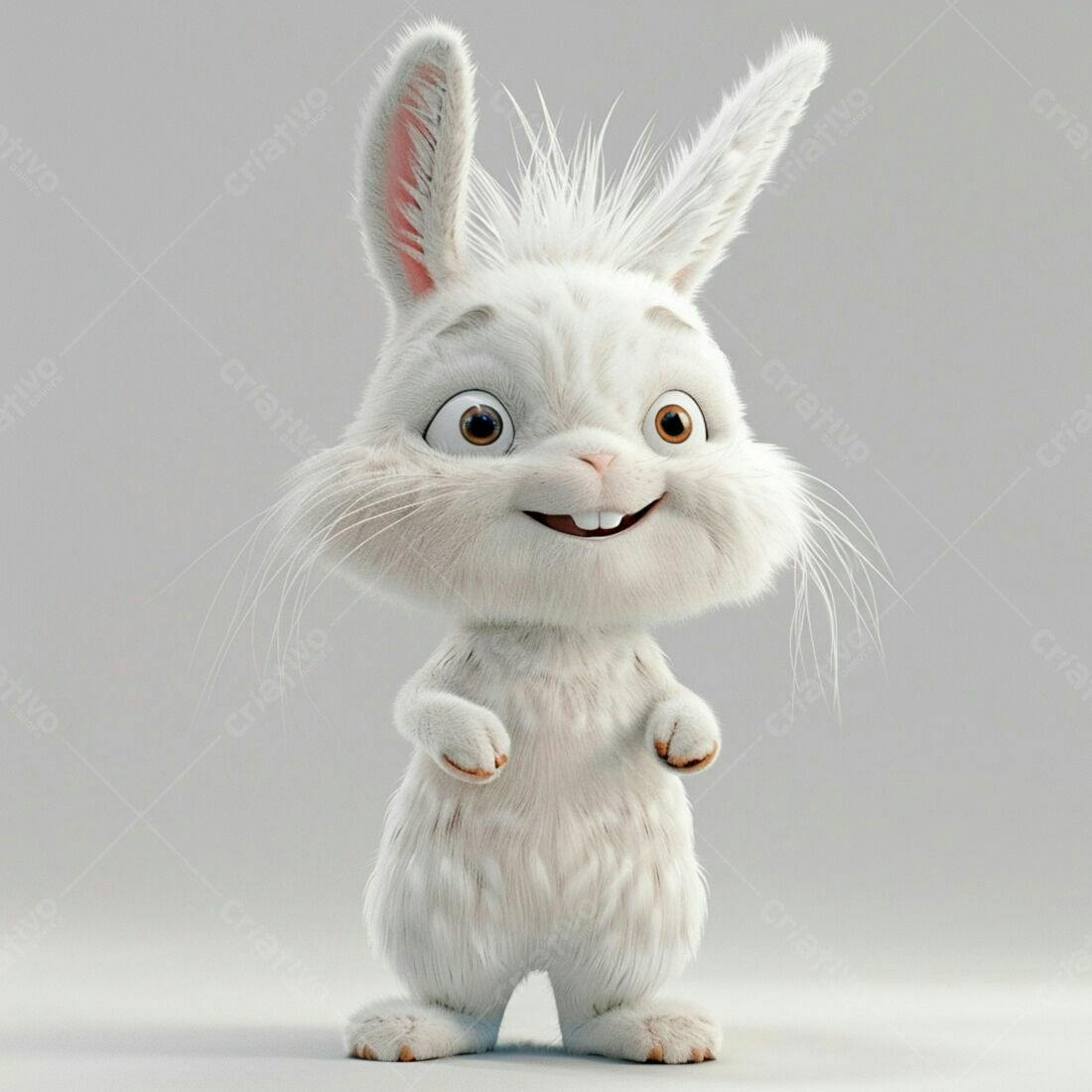 Coelhinho branco fofinho sorrindo