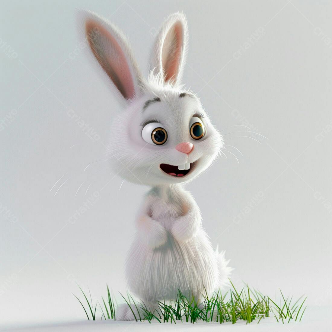 Coelhinho branco fofo em grama