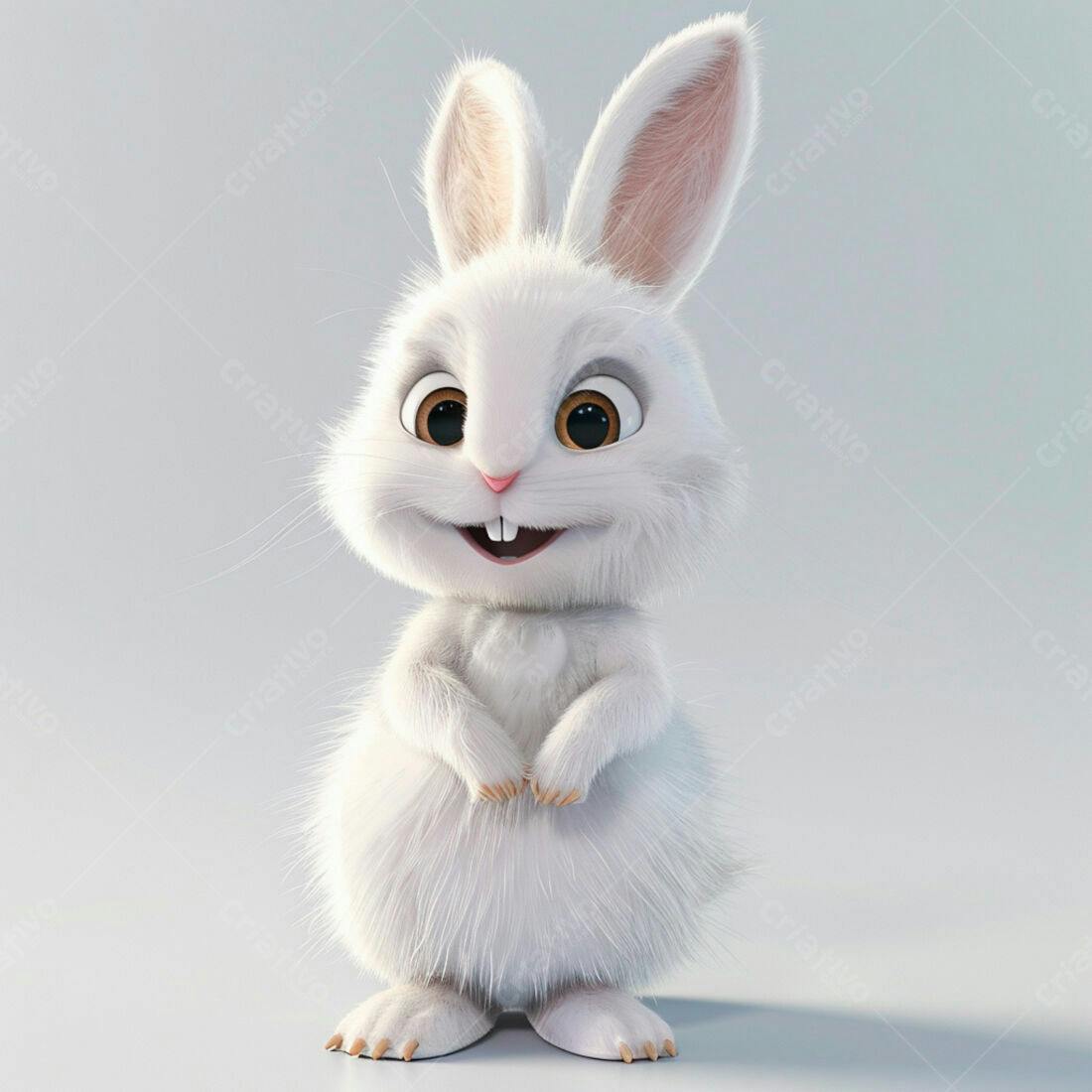 Coelhinho branco fofo em pose fofa
