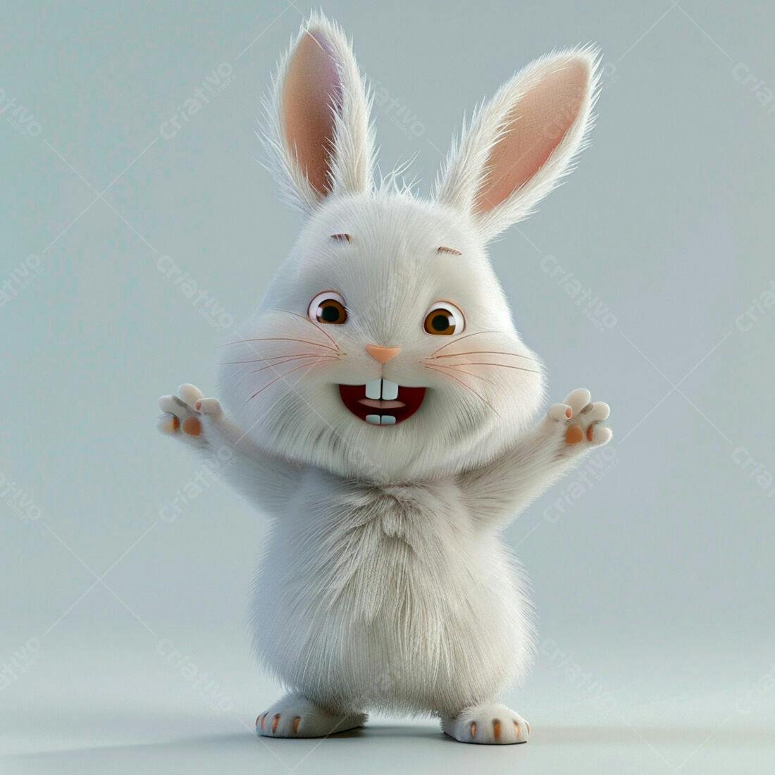 Coelhinho branco fofo braços abertos