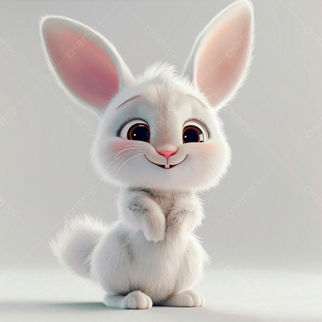 Coelhinho branco fofinho em pose fofa
