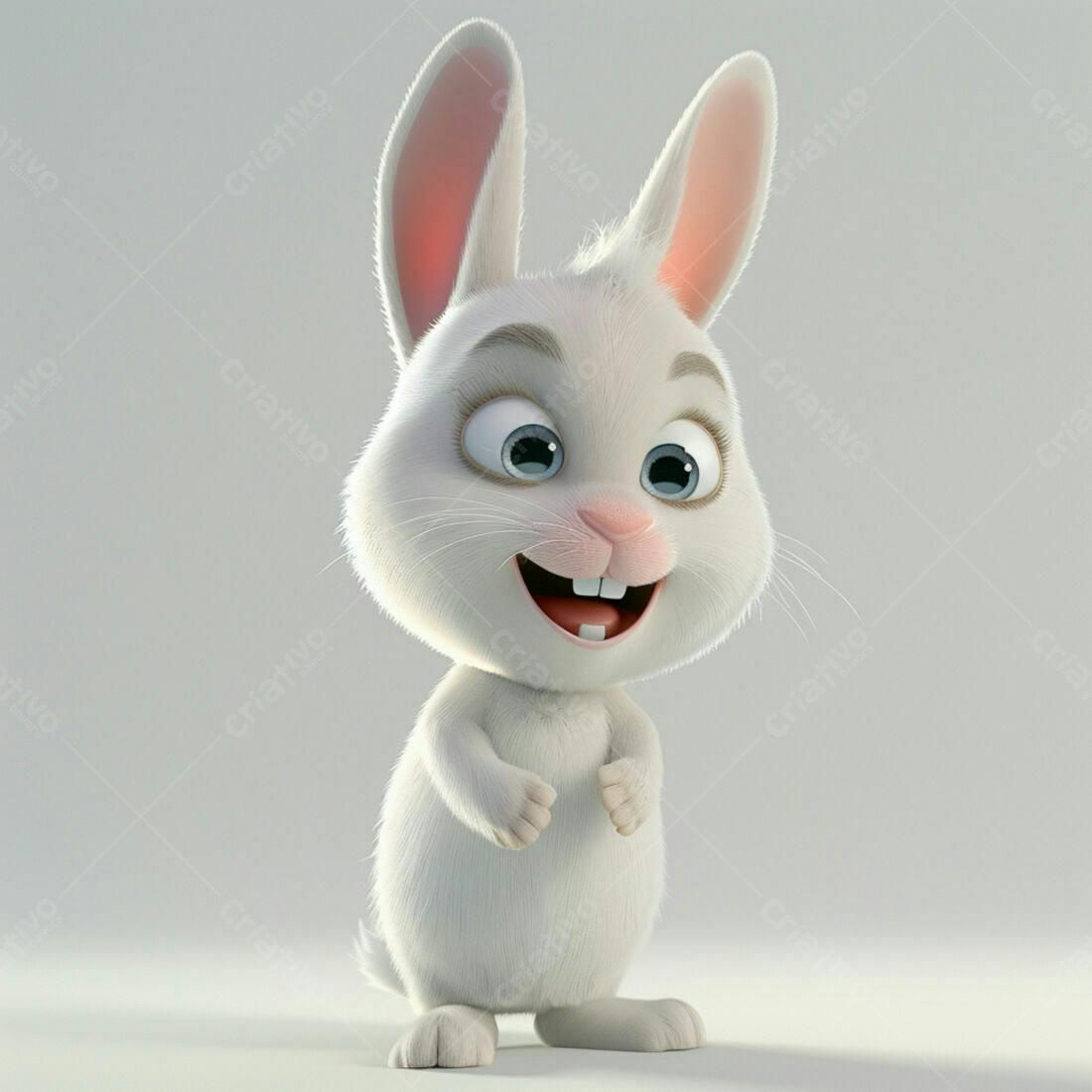Coelhinho branco fofo sorrindo
