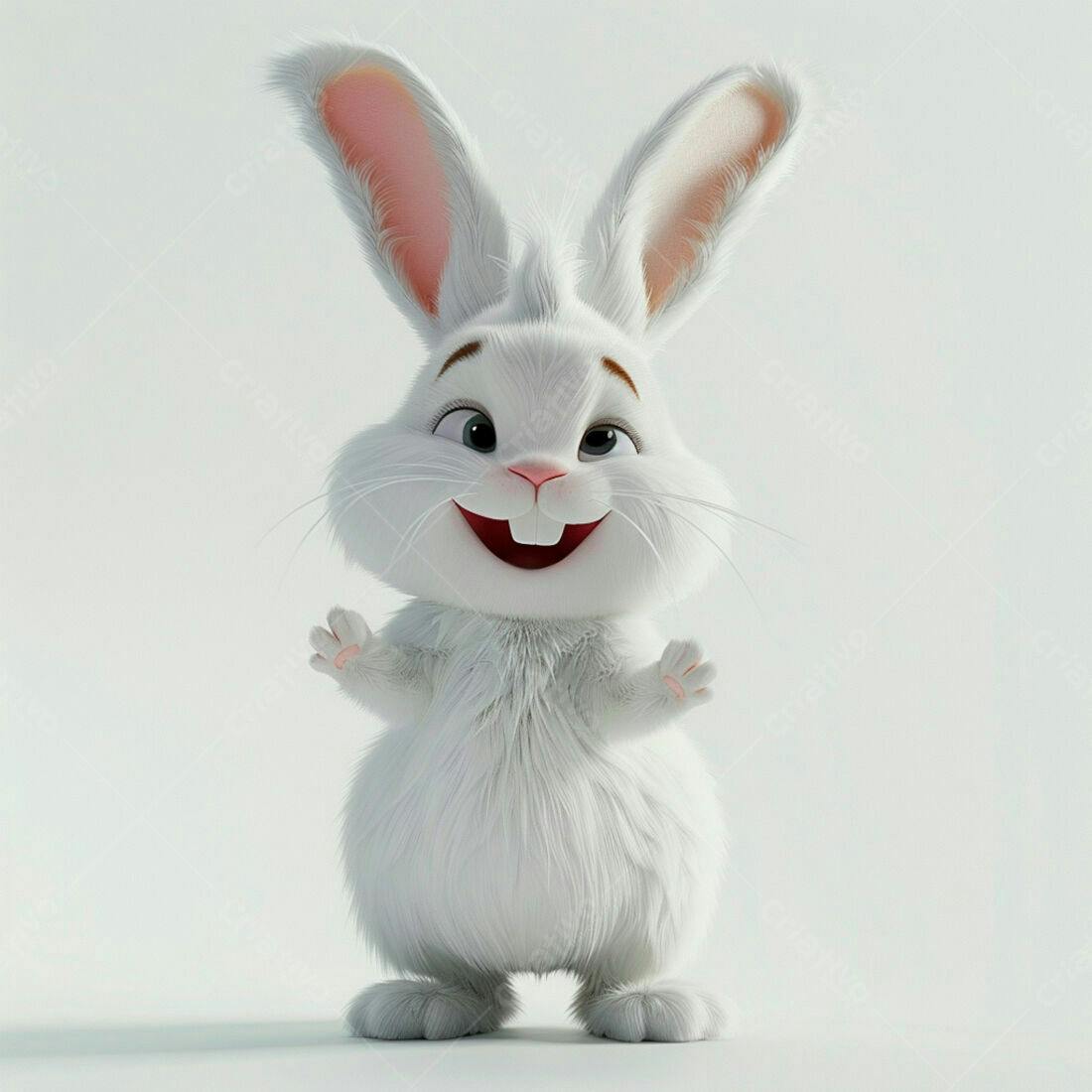 Coelhinho branco fofo e alegre