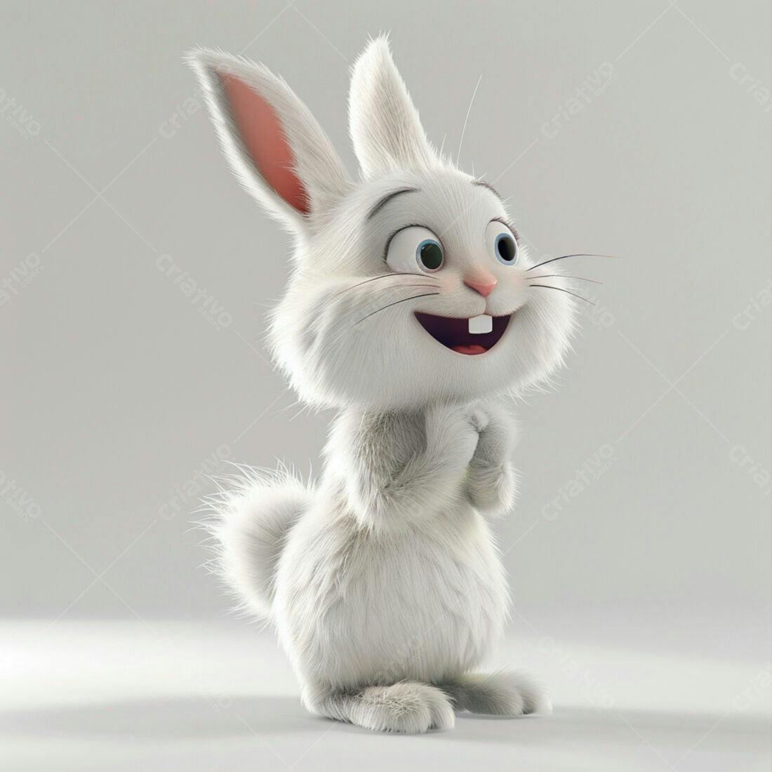 Coelhinho branco fofo em pose adorável