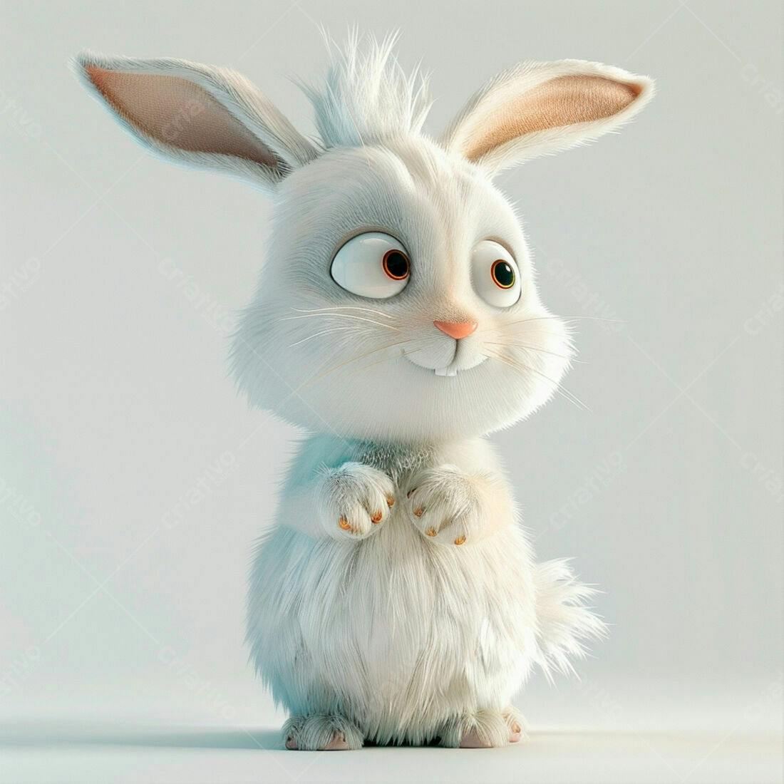 Coelhinho branco fofo em pose fofa
