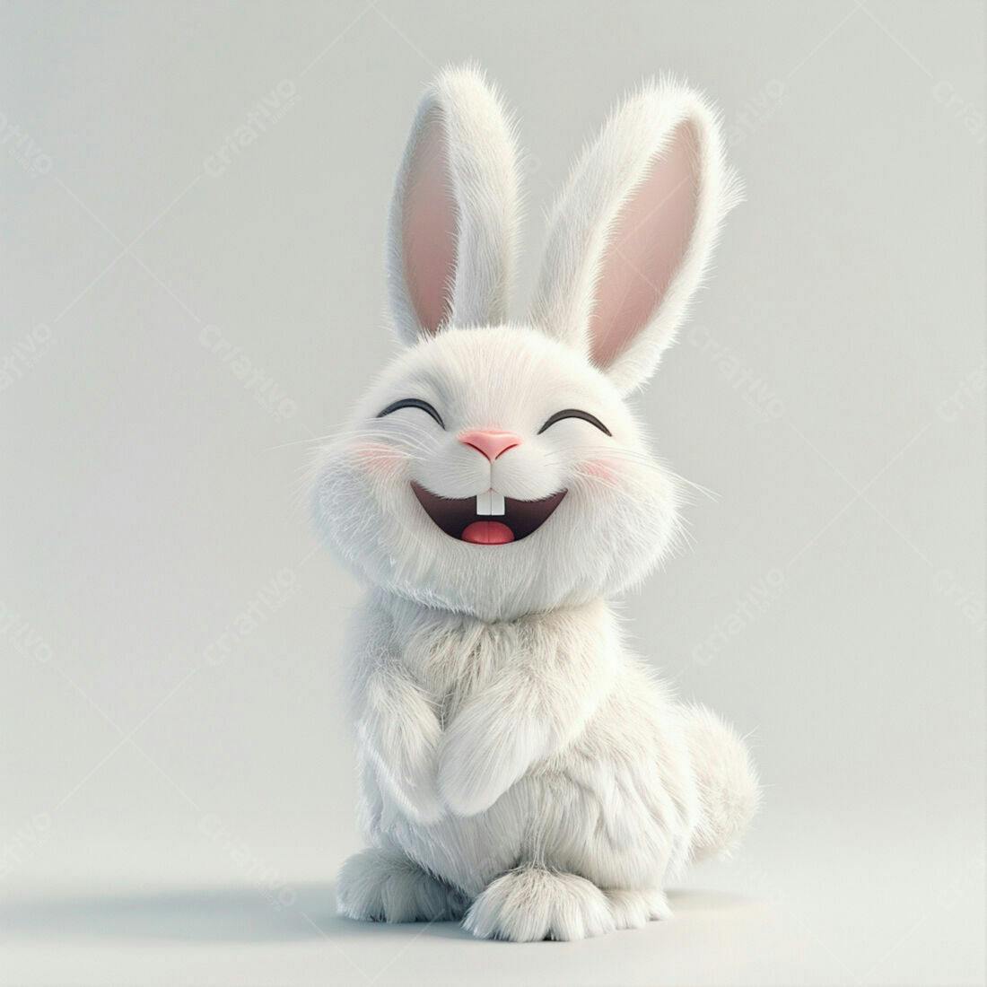Coelhinho branco feliz sorrindo