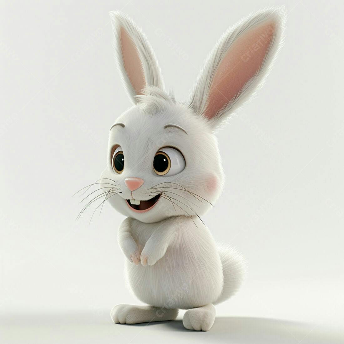 Coelhinho branco fofinho sorrindo