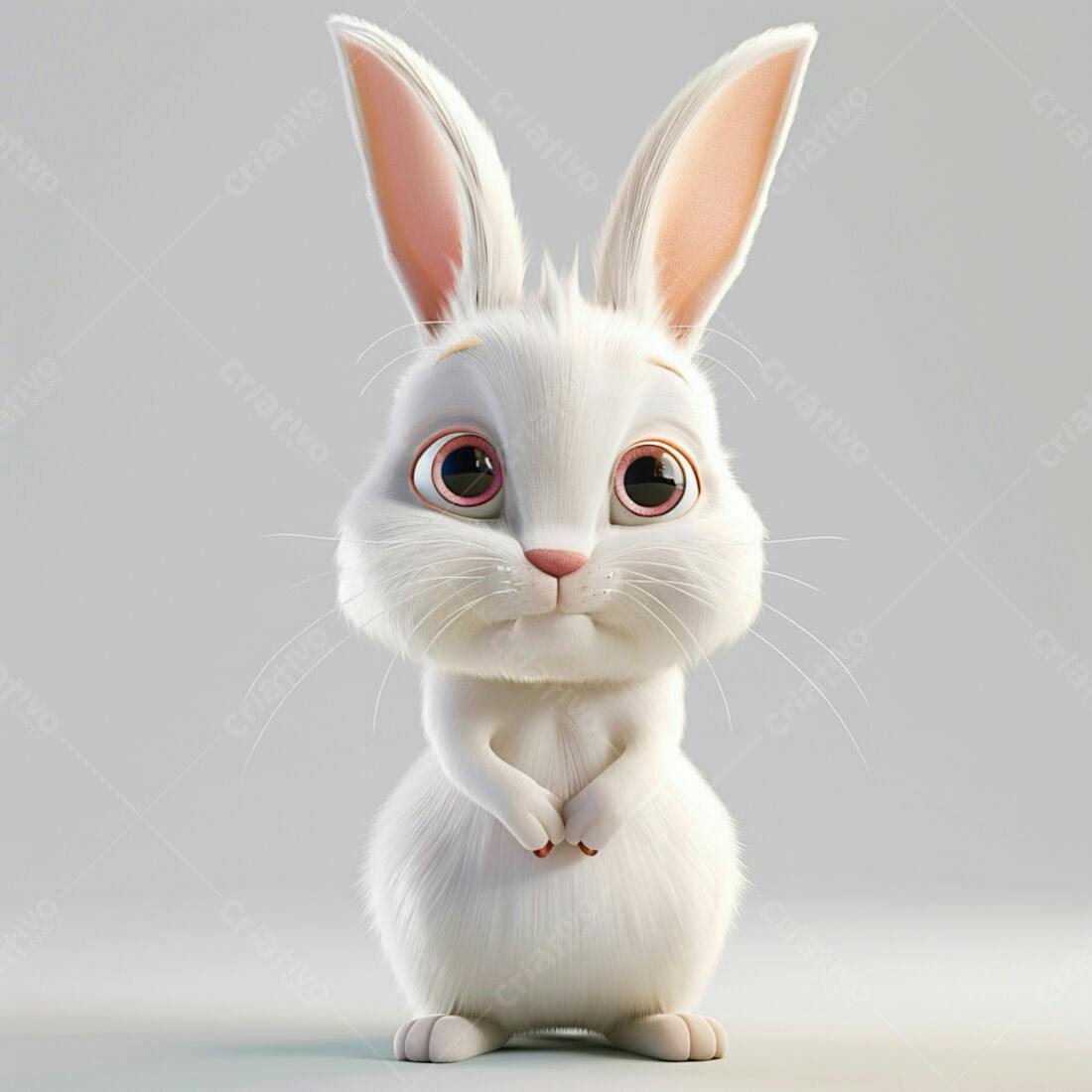 Coelhinho branco fofo em pose fofa