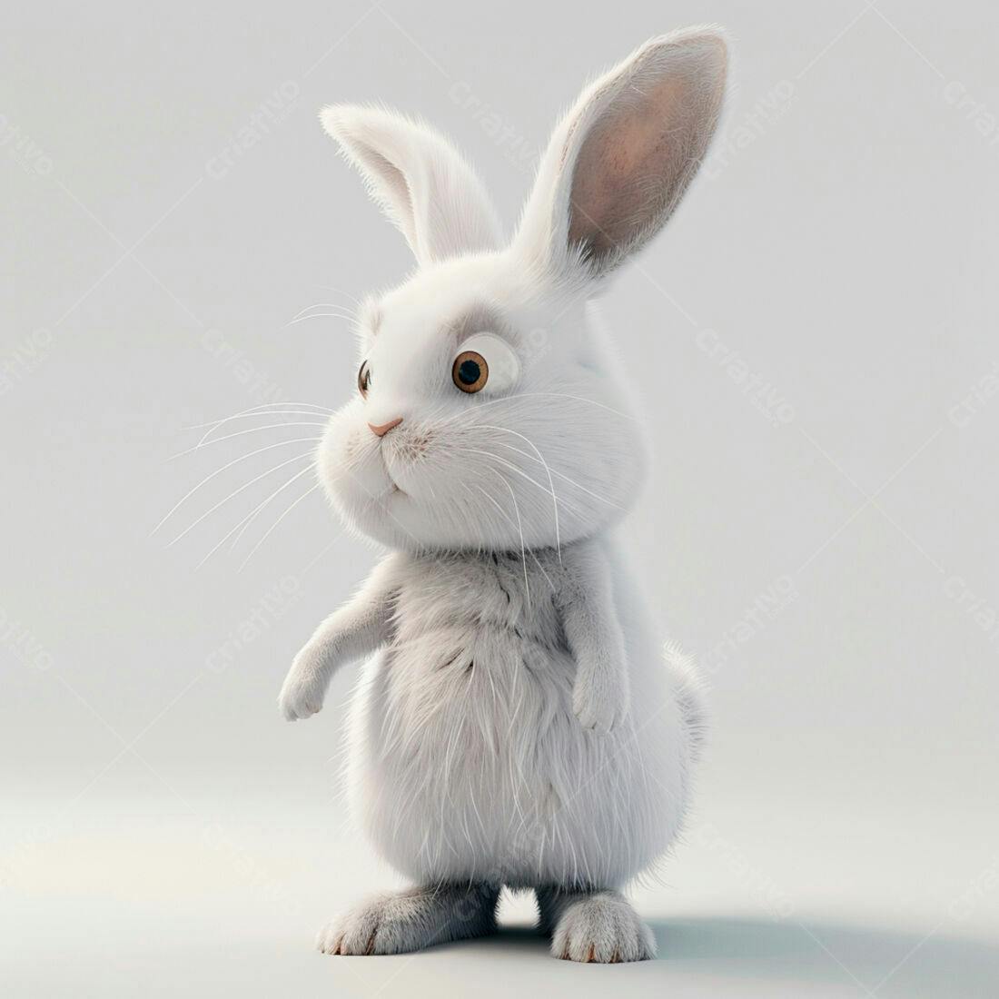Coelhinho branco fofo em fundo claro