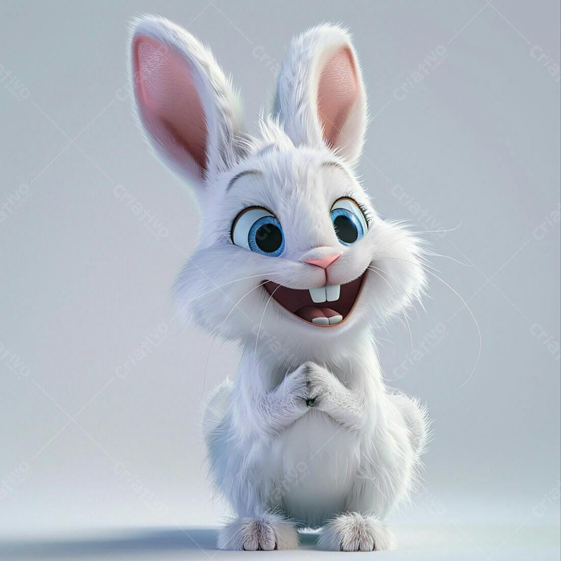 Coelhinho branco fofinho sorrindo