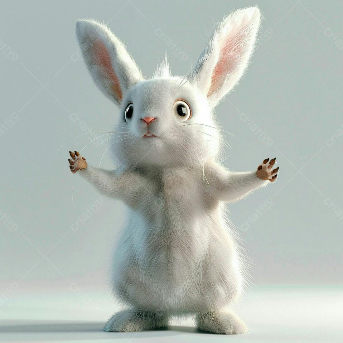 Coelhinho branco fofo braços abertos