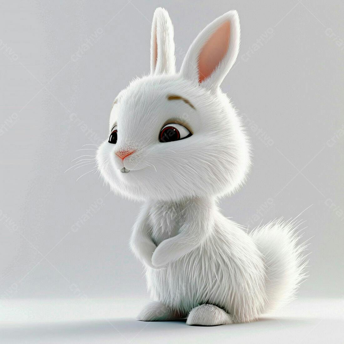 Coelhinho branco fofo em fundo claro