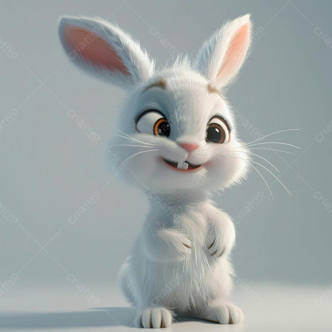 Coelhinho branco fofo em pose fofa