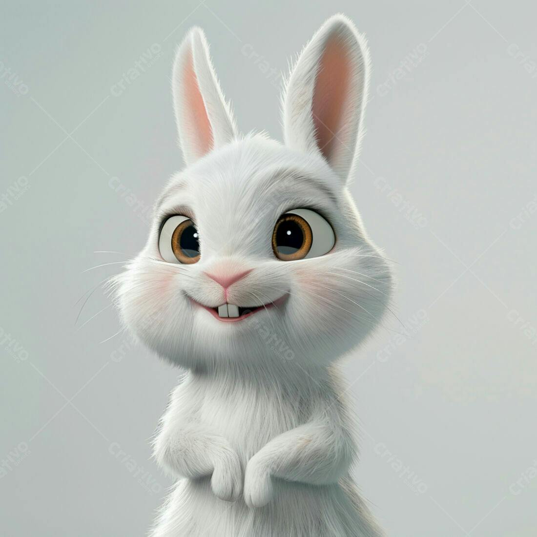 Coelho branco fofinho sorrindo