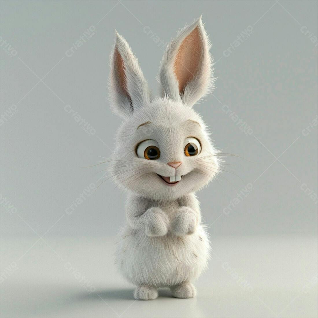 Coelhinho branco fofo em pose fofa