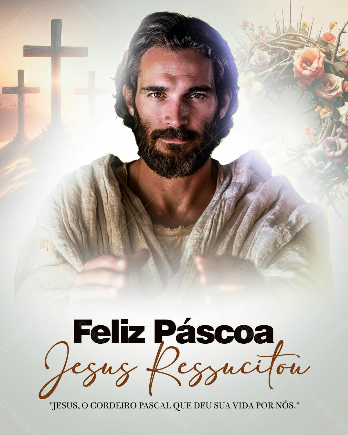 Flyer Páscoa Jesus Ressuscitou PSD Editável