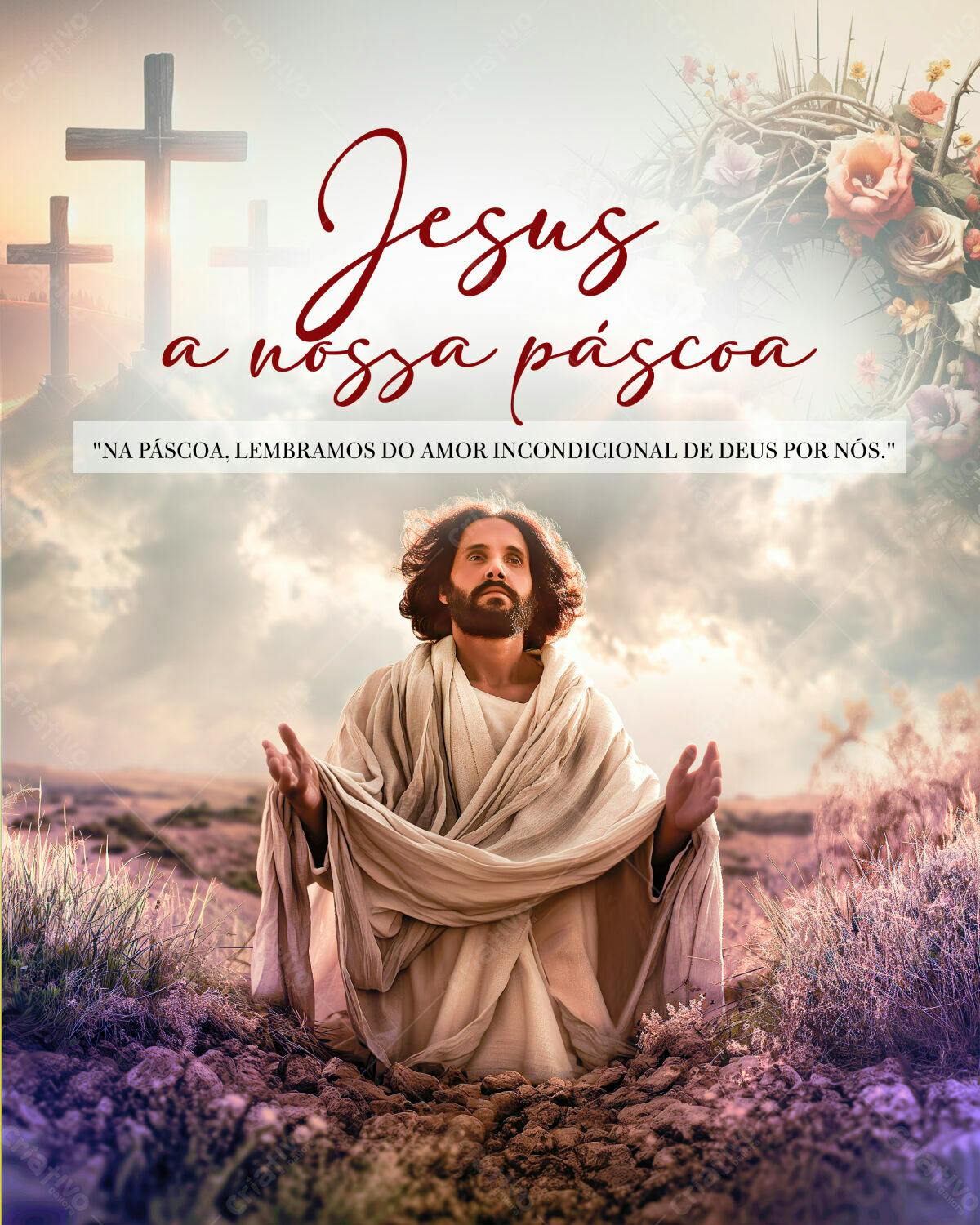 Imagem para Páscoa Jesus PSD Editável