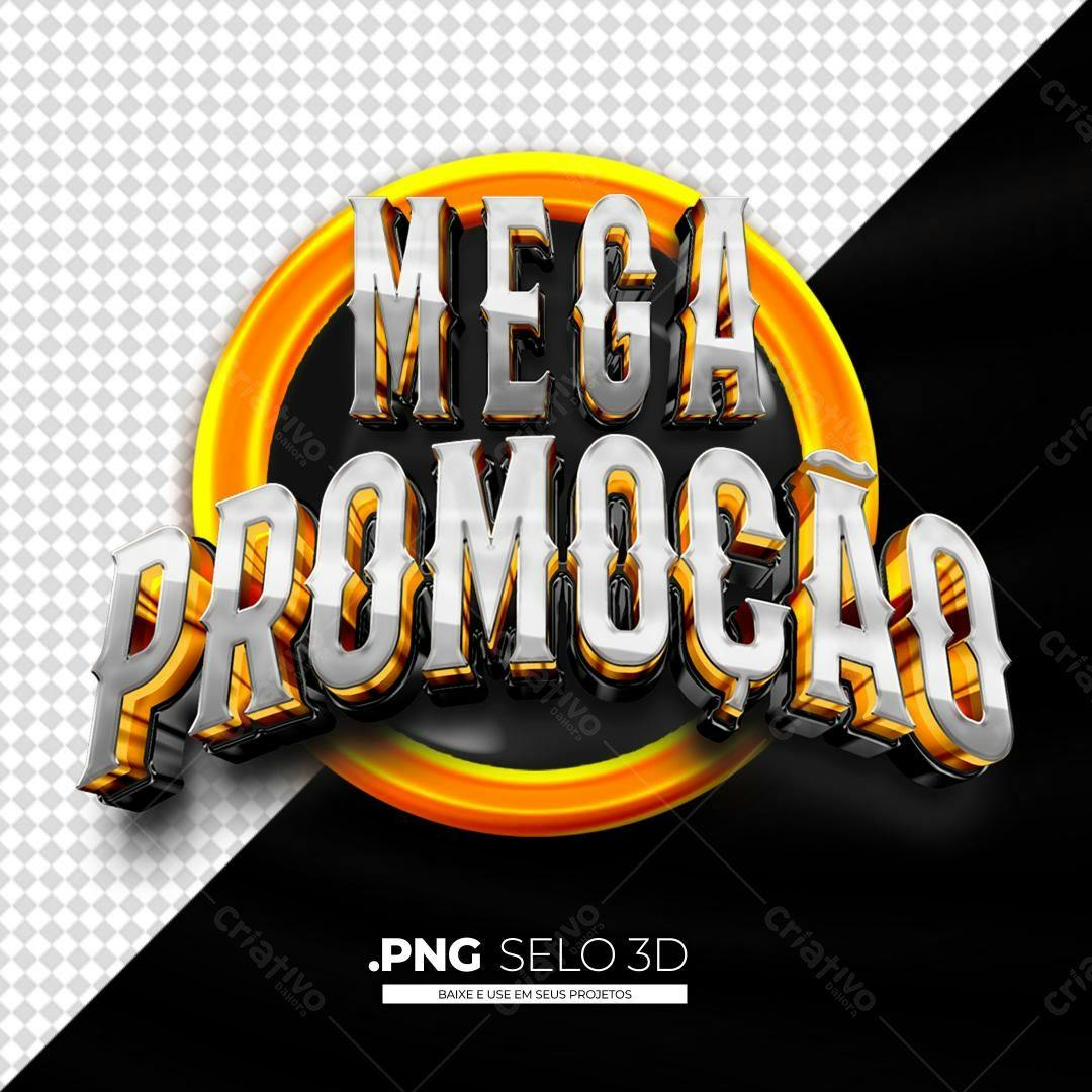 Selo 3D Mega Promoção PNG com fundo transparente