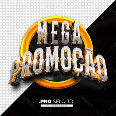 Selo 3D Mega Promoção PNG com fundo transparente