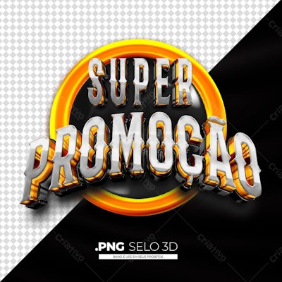 Selo 3D Super Promoção PNG com fundo transparente