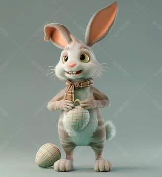 Imagem de um coelhinho fofo segurando um ovo 3