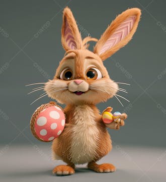 Imagem de um coelhinho fofo segurando um ovo 2