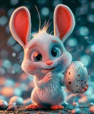 Imagem de um coelhinho fofo segurando um ovo 5