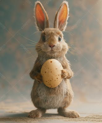 Imagem de um coelhinho fofo segurando um ovo 10
