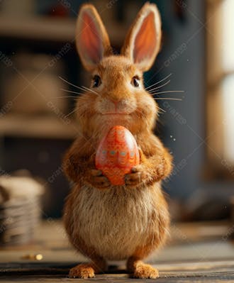Imagem de um coelhinho fofo segurando um ovo 11
