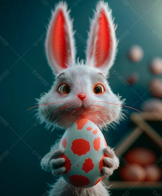 Imagem de um coelhinho fofo segurando um ovo 13