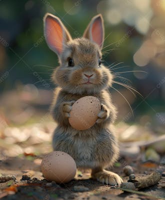 Imagem de um coelhinho fofo segurando um ovo 16