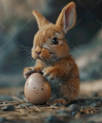 Imagem de um coelhinho fofo segurando um ovo 17