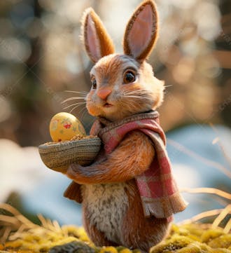 Imagem de um coelhinho fofo segurando um ovo 23