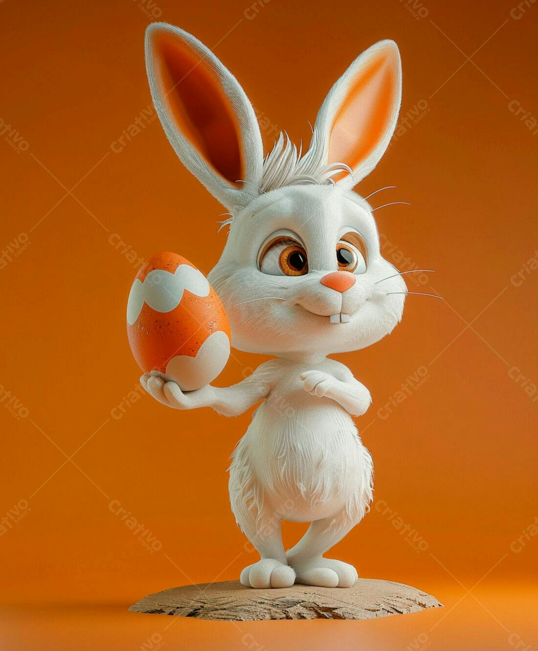 Coelhinho da Páscoa com ovo laranja