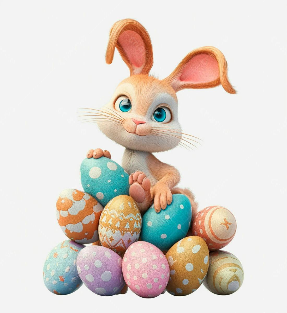 Coelhinho da Páscoa com Ovos Coloridos