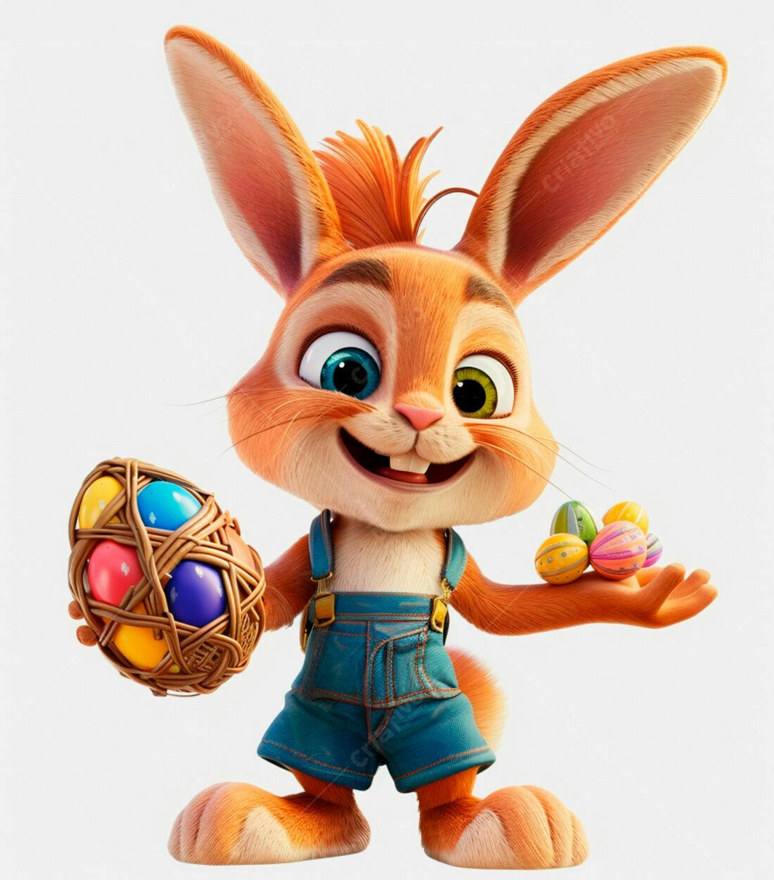 Coelhinho da Páscoa com Ovos Coloridos