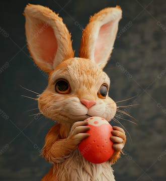 Imagem de um coelhinho fofo segurando um ovo 48